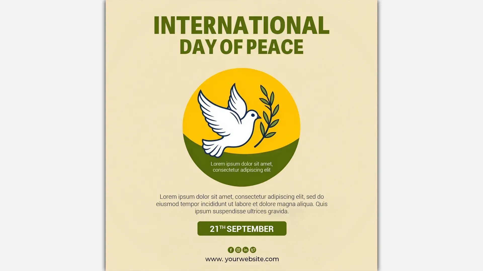 Clean and Simple Peace Day Instagram Post Design